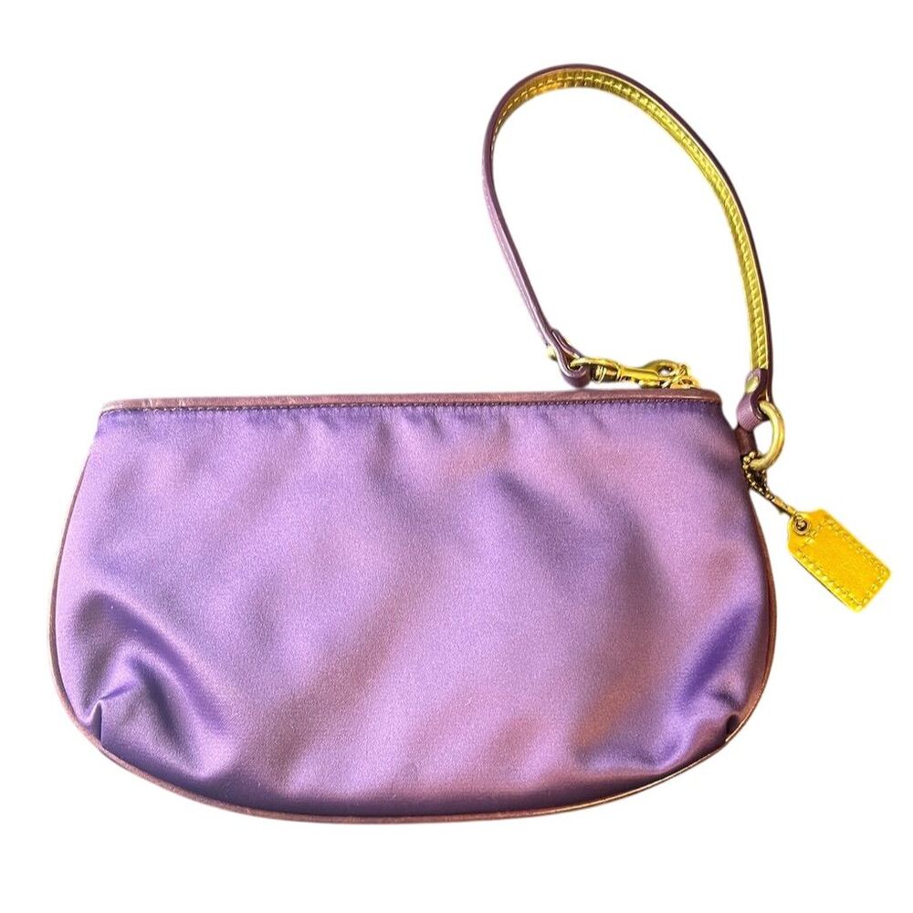 Coach Women's Purple Nylon Wristlet with Gold Accents - Picture 3 of 6